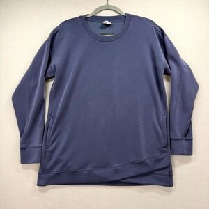 Sage Collective Tunic Sweatshirt Womens Medium Blue Pockets Oversized Crew Neck